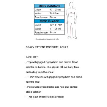 Adult Zombie Surgeon Costume with 3D Baby Chest - Bloodied Scrubs Set