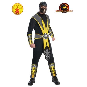 Mens Mortal Kombat Scorpion Fancy Ninja Halloween Karate Costume
