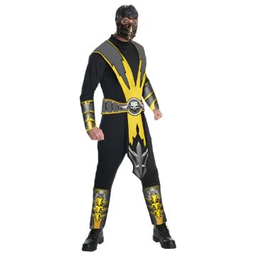 Mens Mortal Kombat Scorpion Fancy Ninja Halloween Karate Costume - alternate view