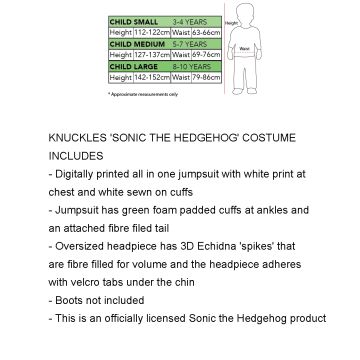 Kids Sonic the Hedgehog Knuckles Costume - Red Echidna Jumpsuit with Headpiece