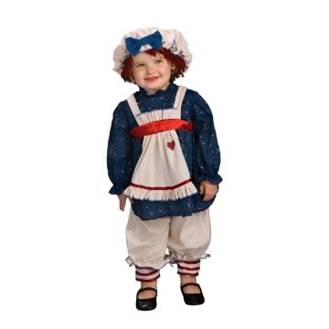 Girls Rag Doll Costume - Vintage Ragamuffin Dress with Apron & Mob Cap - alternate view