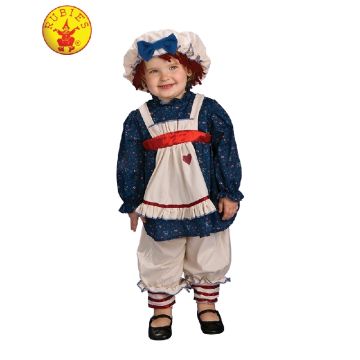 Girls Rag Doll Costume - Vintage Ragamuffin Dress with Apron & Mob Cap