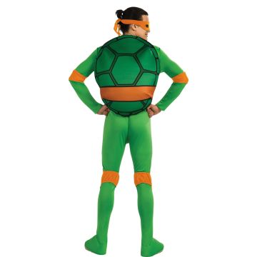 Adult TMNT Michelangelo Costume - Orange Ninja Turtle Jumpsuit & Mask