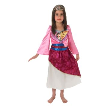 Girls Deluxe Mulan Princess Costume with Tiara - Disney Licensed - alternate view