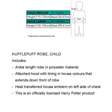 Kids Hufflepuff Costume Robe with Hood - Harry Potter Wizard Outfit