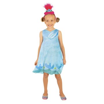 Girls Poppy from Trolls Dress Costume with Hair Headband - alternate view