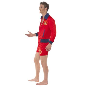 Mens Baywatch Lifeguard Costume - Red Jacket & Shorts Set
