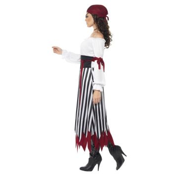 Pirate Wench Costume Adult - Caribbean Buccaneer Dress with Bandana