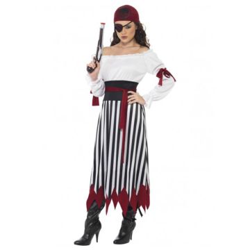Pirate Costumes - Smiffys Licensed Ladies Caribbean Pirate Velvet Costume Wehch Swashbuckler Fancy Dress Outfit