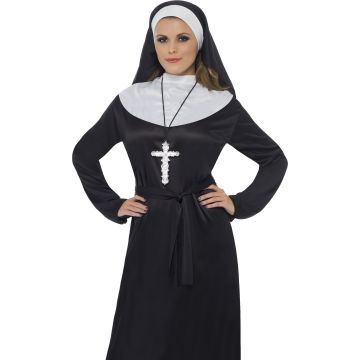 Ornate Cross Pendant Silver Religious Monk Priest Nun Costume Necklace Accessary - alternate view