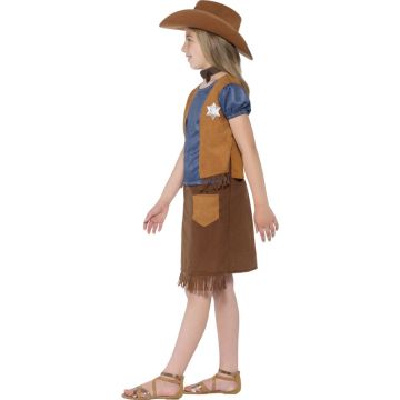 Girls Sheriff Cowgirl Costume - Wild West 5-Piece Dress-Up Set