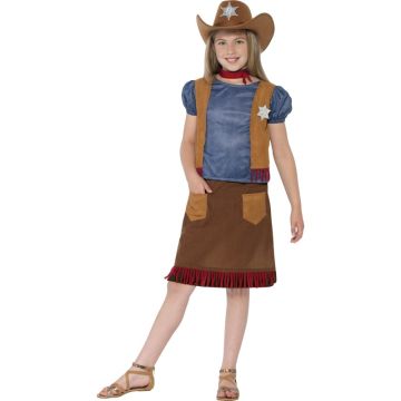 Girls Sheriff Cowgirl Costume - Wild West 5-Piece Dress-Up Set - alternate view