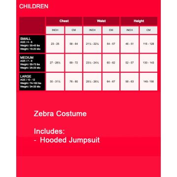 Kids Zebra Onesie Costume with Hood and Tail - Black & White Striped Jumpsuit
