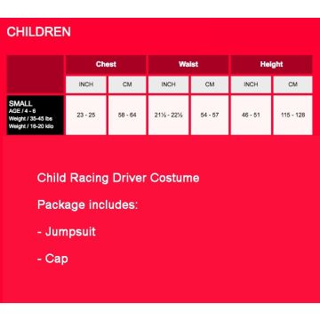 Child Racing Driver Costume