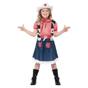 Girls Wild West Cowgirl Costume with Hat Vest & Bandana