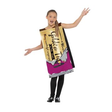 Child Charlie and the Chocolate Costume - Golden Wonka Bar Tabard - alternate view