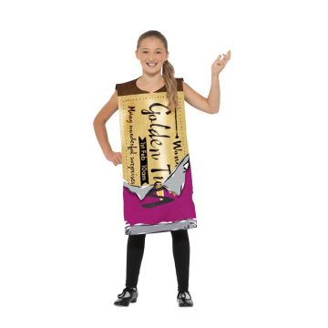 Child Charlie and the Chocolate Costume - Golden Wonka Bar Tabard