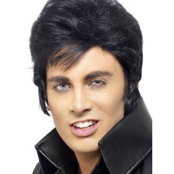 Rock Star Elvis Presley Las Vegas Wig Black Hair - alternate view