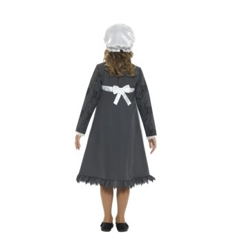 Girls Victorian Maid Costume - Olden Days School Dress with Cap