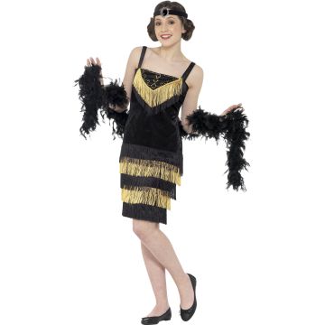 Teen 20s 1920s Charleston Gatsby Girl Flapper Burlesque Fancy Dress Costume - alternate view