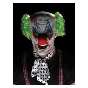 Adult Sinister Clown Makeup Kit with Bald Cap and Green Hair Tufts