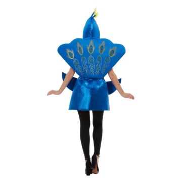 Womens Deluxe Peacock Costume with Metallic Hooded Tabard