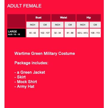 WW2 Costumes Women - Adult Army Service Uniform with Jacket Skirt & Hat
