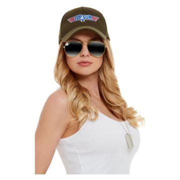 Adult Top Gun Costume Accessory Kit - Aviator Glasses, Cap & Dog Tags