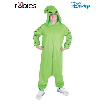Adult Oogie Boogie fleece onesie costume from Nightmare Before Christmas with attached hood