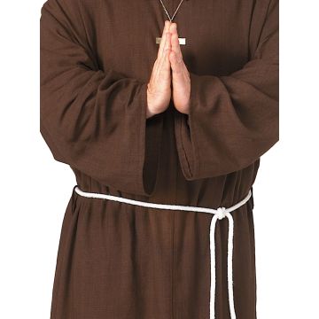 Adult Monk Robe Costume - Medieval Friar Tuck Brown Hooded Habit with Belt