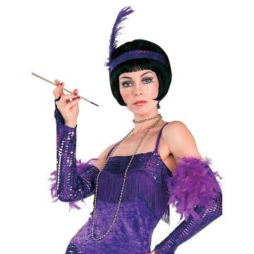 Adult Purple Flapper Costume - 1920s Charleston Dress with Feather Headpiece