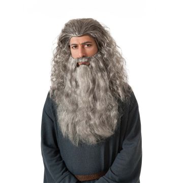 adult gandalf the grey wig and beard set - the hobbit & lord of the rings wizard accessory - alternate view