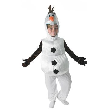 Kids Olaf costume - white velour Disney Frozen snowman jumpsuit with hood and carrot nose
