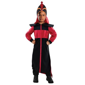 Kids Jafar costume full-length black and red robe with dramatic shoulder pieces