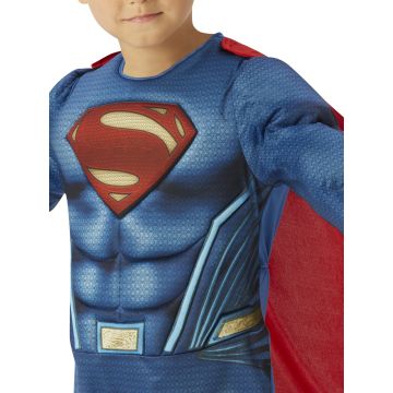 Kids Superman Costume - Deluxe Padded Muscle Jumpsuit with Cape