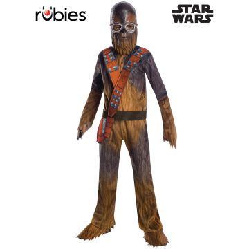 Kids Chewbacca Star Wars costume with digital fur-print jumpsuit and moulded mask