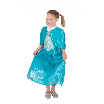 Girls Disney Ariel deluxe costume with satin dress and faux-fur cloak