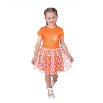 Girls Emma Memma orange dress costume with butterfly tulle skirt and dimensional appliqués