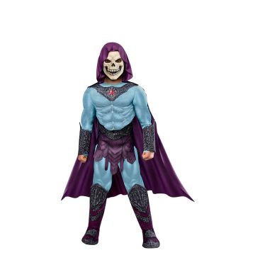 Kids Skeletor Deluxe Muscle Costume - Masters of the Universe Hooded Jumpsuit with Mask & Cape