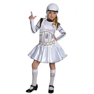 Girls white Star Wars Stormtrooper tutu dress costume with printed armor graphics and headpiece