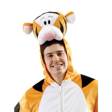 Adult Tigger Costume Deluxe Plush Jumpsuit with Hood and Tail