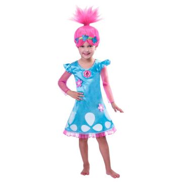 Kids Pink Troll Wig with Flower Crown - Tall Spiky Hair Accessory