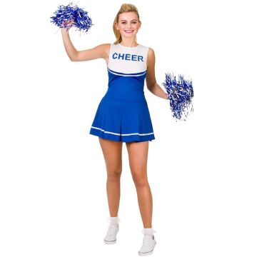 Blue Cheerleader Costume - Ladies School Spirit Uniform Dress - alternate view