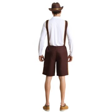 Mens Lederhosen Costume - Bavarian Oktoberfest Outfit with Suspenders