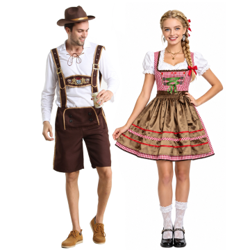 Oktoberfest Couple Outfit - Bavarian Lederhosen & Dirndl Beer Maid Set