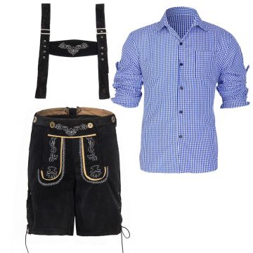 Mens Black Lederhosen German Costume lh220b