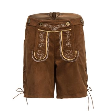 Adult Mens Bavarian Lederhosen Costume with Gingham Shirt