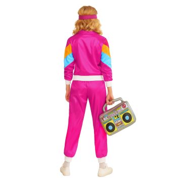 Adult Hot Pink Shellsuit Costume - Womens 80s Retro Tracksuit