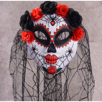 Day of the Dead Mask Adults Halloween Sugar Skull Fancy Dress Accessory Skeleton - alternate view