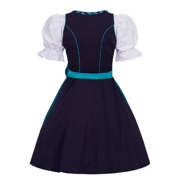 Women's Bavarian Oktoberfest Dirndl Costume - Black & Turquoise Beer Maiden Dress